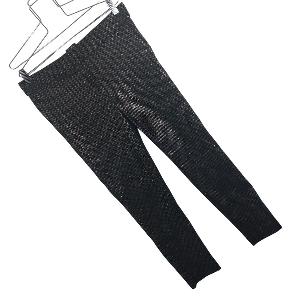 NWOT! LOFT! BLACK & GOLD METALLIC PATTERNED MIDRISE SKINNY STRETCH PANTS! SZ 8